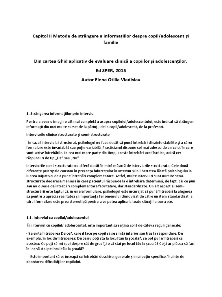 Interviuri Copii. Parinti | PDF