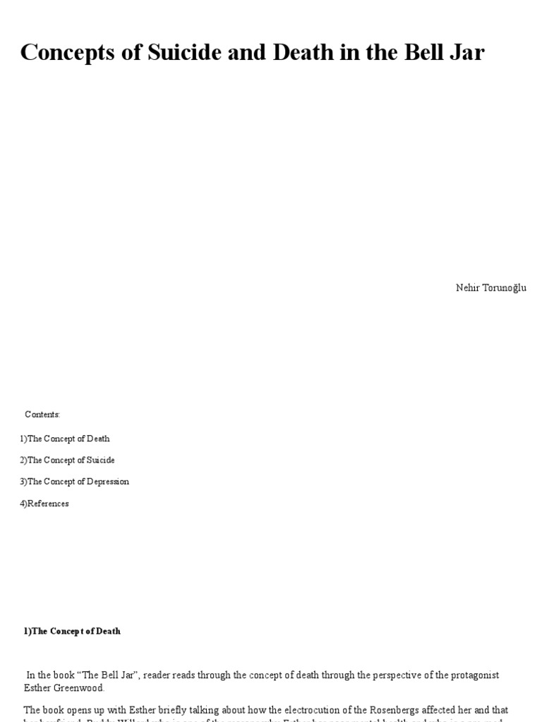 Concepts of Suicide and Death in The Bell Jar PDF Mental Health