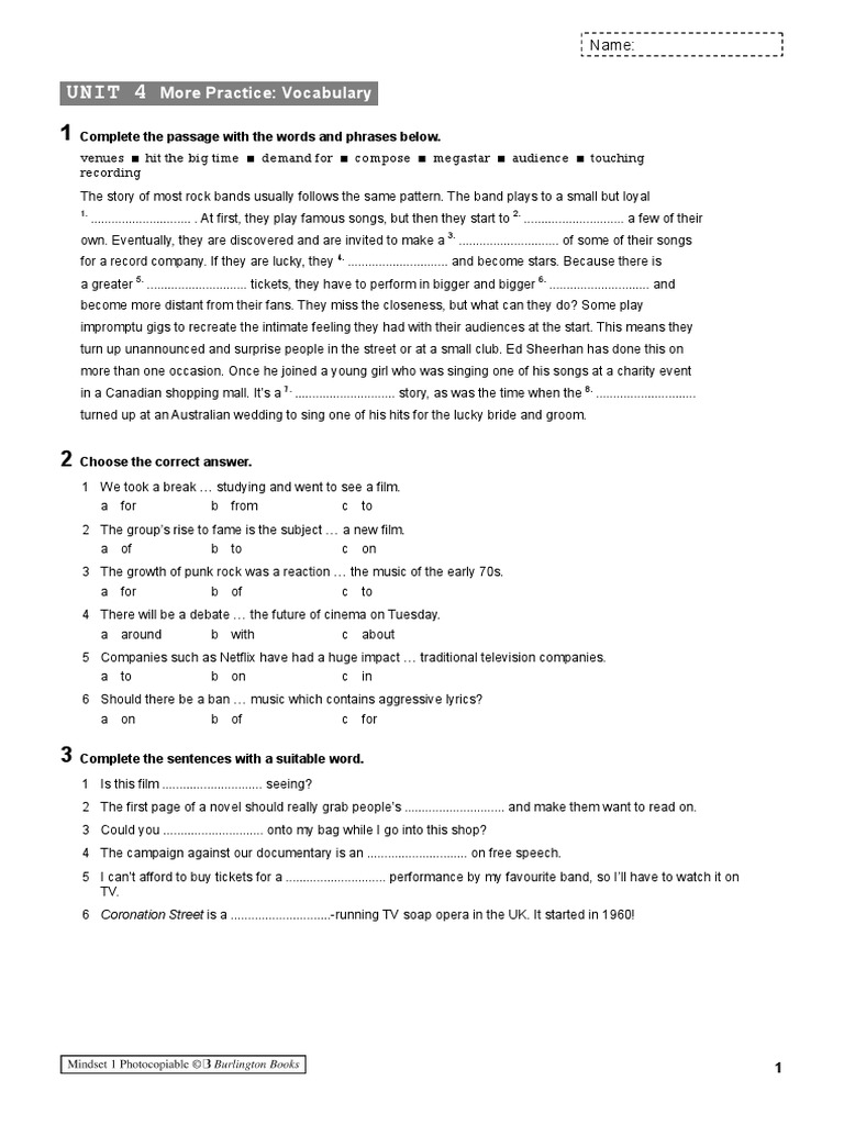 VocabGram Practice Unit 4 | PDF