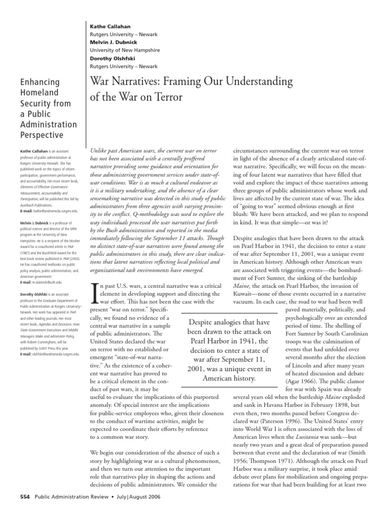 War Narratives - Framing Our Understanding of The War On Terror | PDF ...