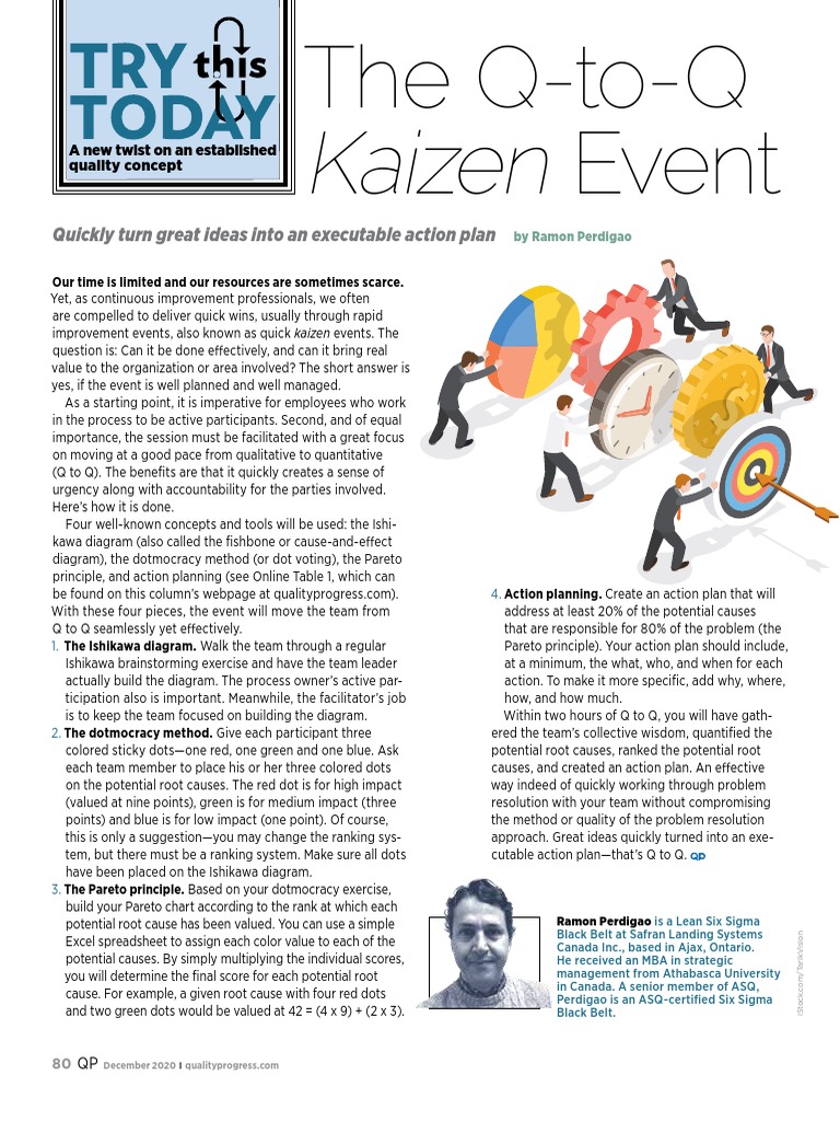 Quickly turn ideas into action plans with a Q-to-Q Kaizen Event | PDF ...