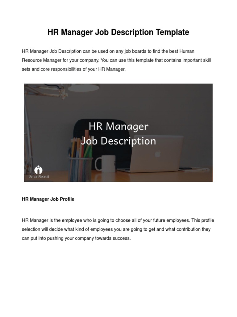 HR Manager Job Description PDF