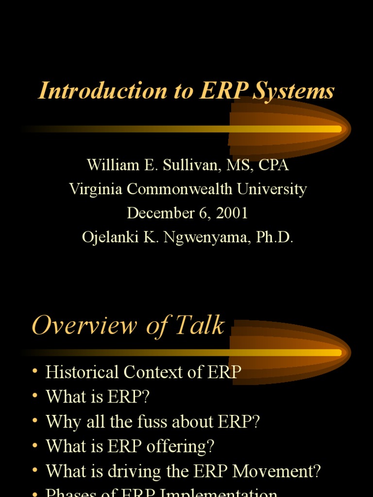 Introduction to ERP Systems: Historical Context and Key Concepts | PDF ...