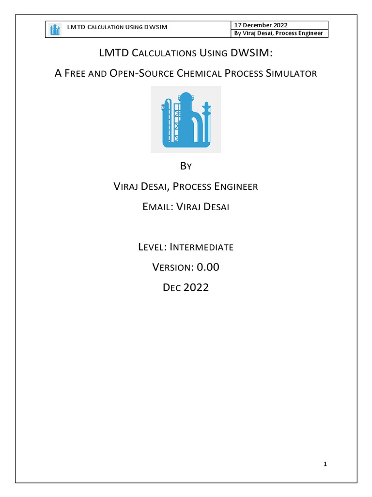LMTD Calculations of Heat Exchangers Using DWSIM Download Free PDF Heat Exchanger Heat
