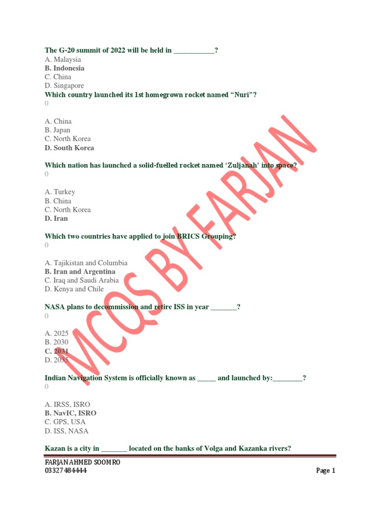 Current Affairs MCQs 2022 | PDF | United Arab Emirates | Pakistan