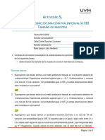 A 5. E III T: Ctividad Jercicios Sobre Estimación Por Intervalos Amaño de Muestra