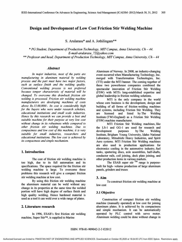 1) Design and Development of Low Cost Friction Stir Welding Machine ...