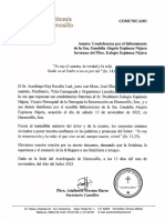 Condolencias Por El Fallecimiento de La Sra. Gaudelia Alegría Espinoza Nájera