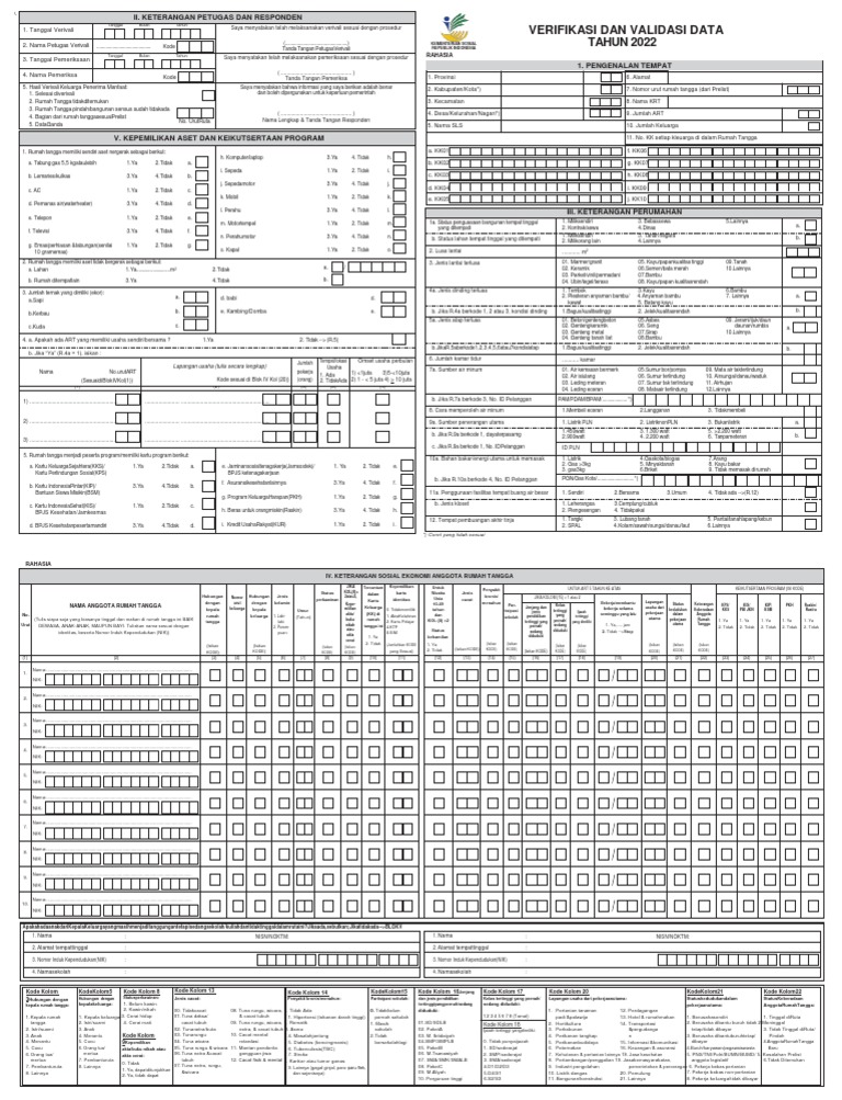 Blangko SIM dan Formulir DTKS 2022 | PDF
