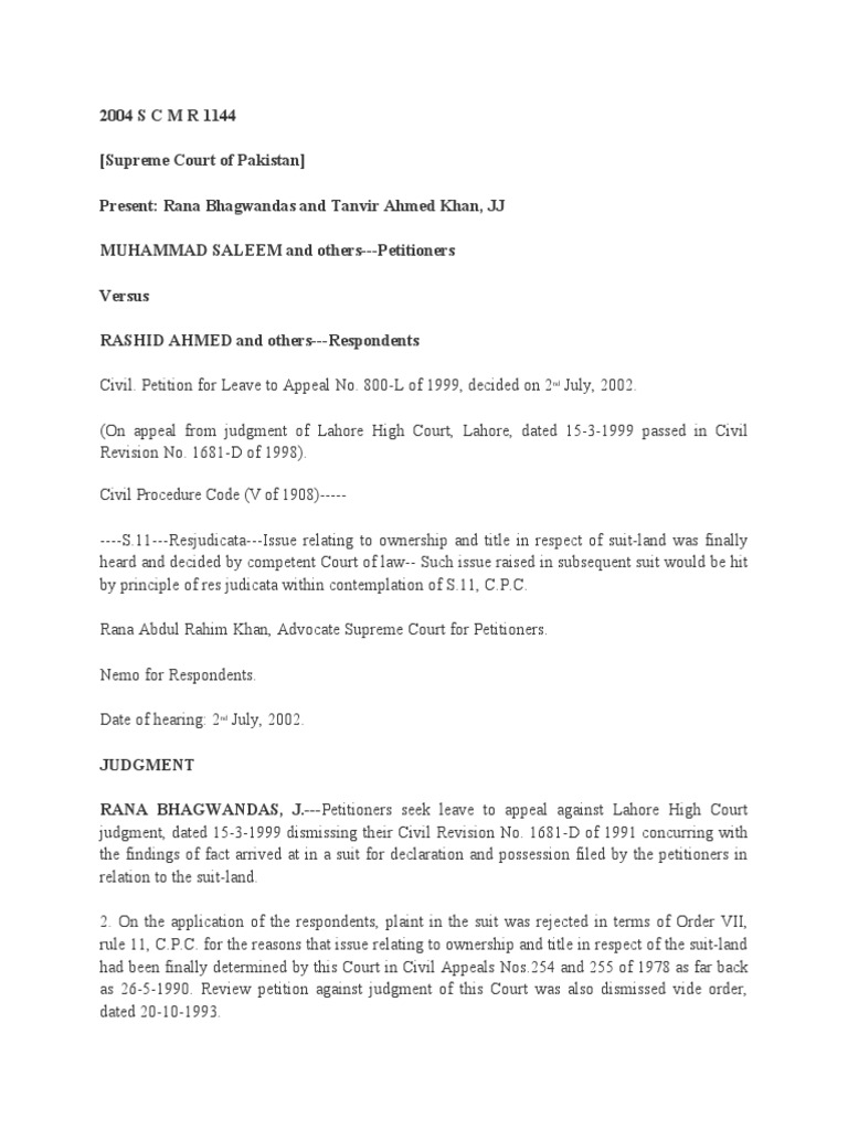 2004 S C M R 1144 | PDF | Judgment (Law) | Lawsuit