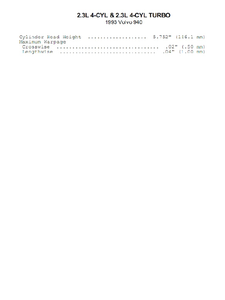 B230F Cylinder Head Measurements PDF