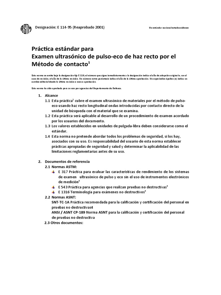 ASTM E114 Haz Recto en Español | PDF