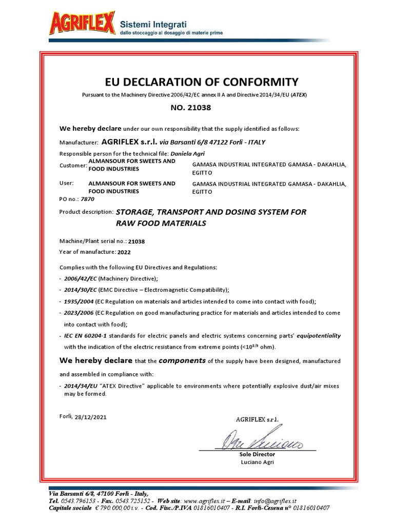 EU Compliance for Food Machinery | PDF