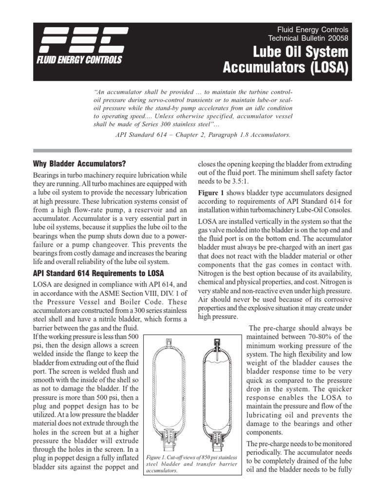 Lube Oil System Accumulators PDF Bearing (Mechanical) Pump