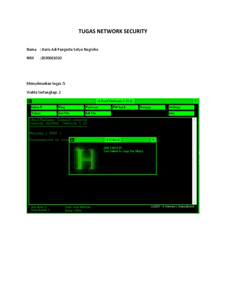TUGAS NETWORK SECURITY - HackTheGame | PDF
