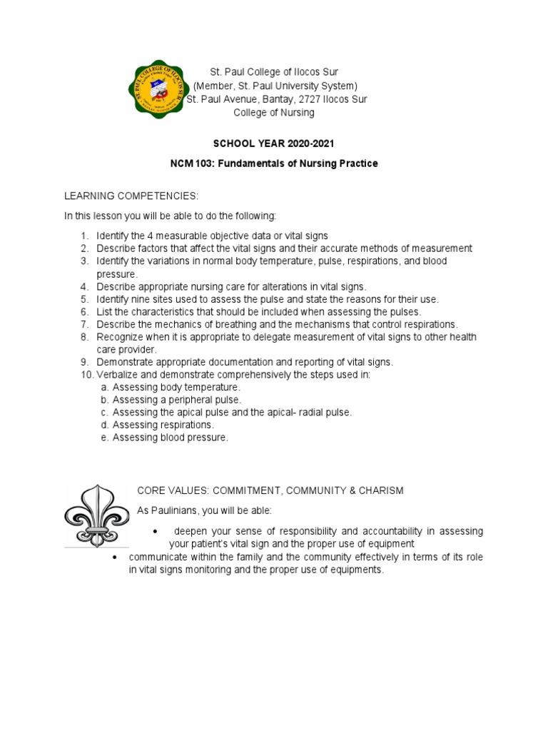 Vital Signs Module 2 | PDF | Breathing | Blood Pressure