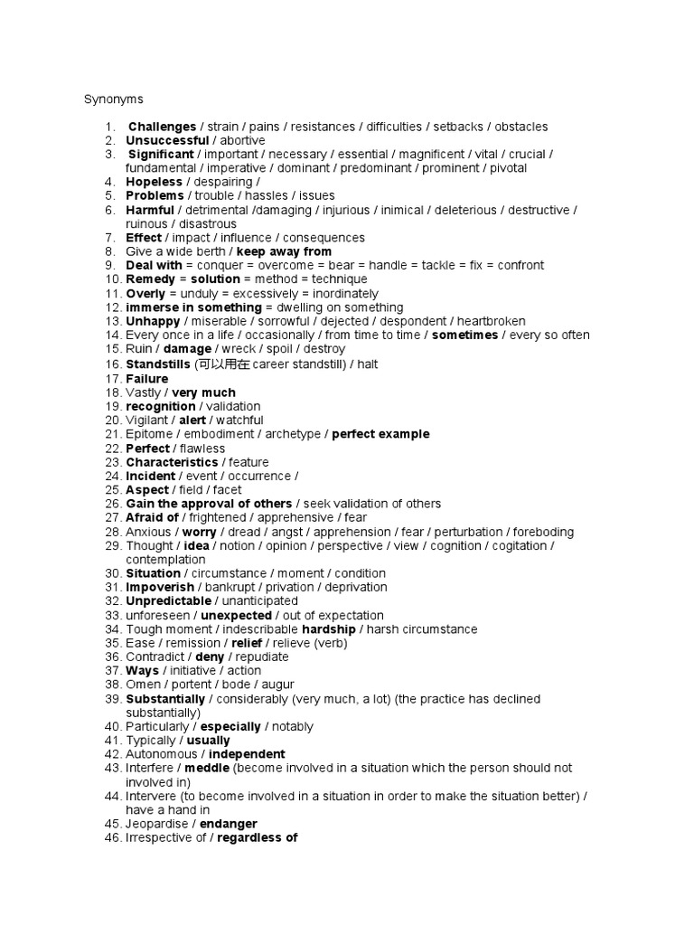 Synonyms PDF Psychology