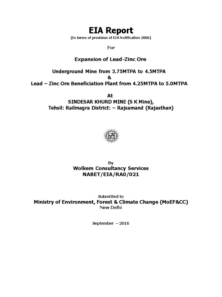 SK Mine Lead-Zinc Expansion EIA Report | PDF | Mining | Soil