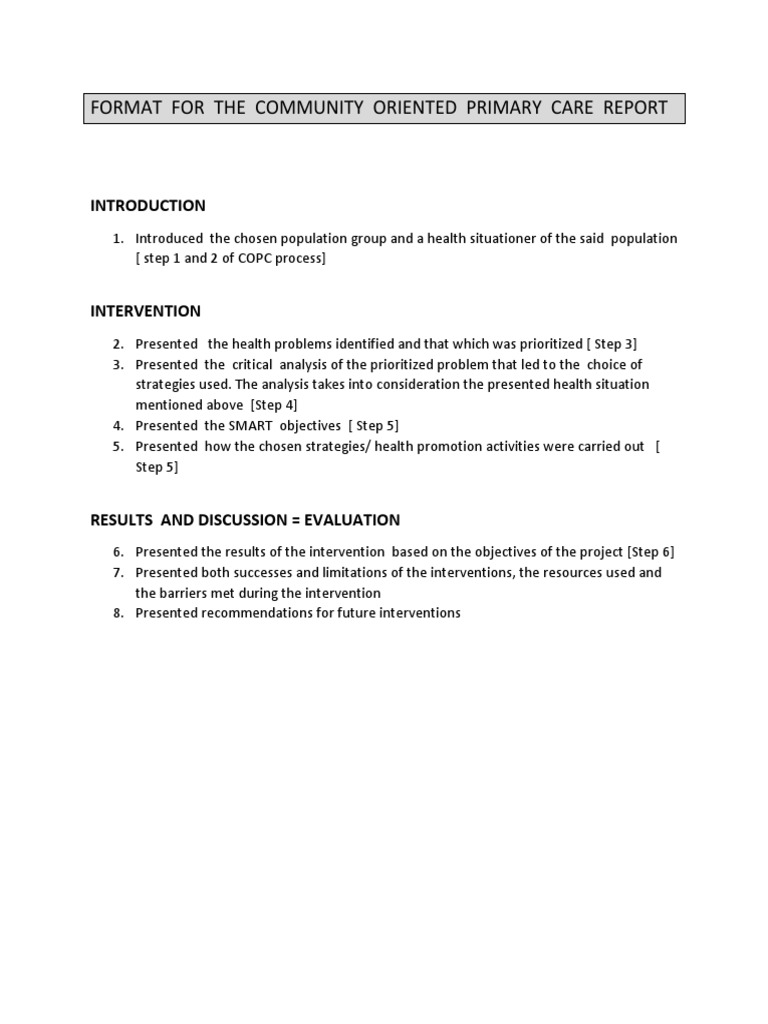 Community Oriented Primary Care Report | PDF