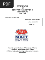 Practical File OF Computer Organization & Architecture ETCS - 254