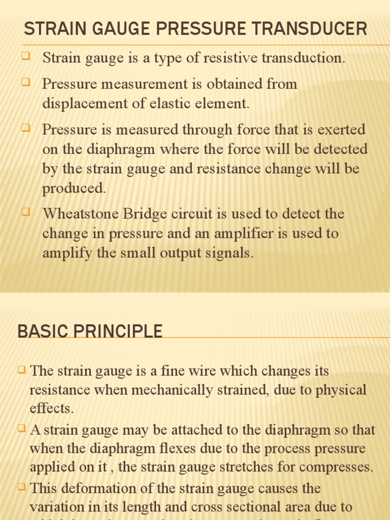 Strain Gauge Pressure Transducer PDF Pressure Measurement Metrology