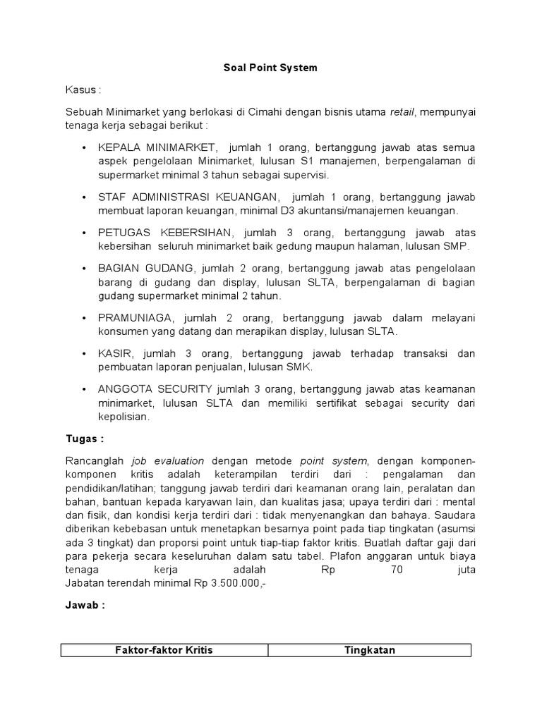 Evaluasi Pekerja Minimarket dengan Point System | PDF