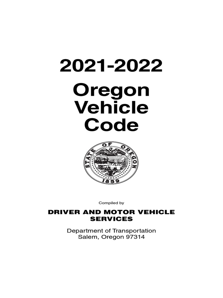 Or Vehicle Code Full PDF Vehicles Traffic