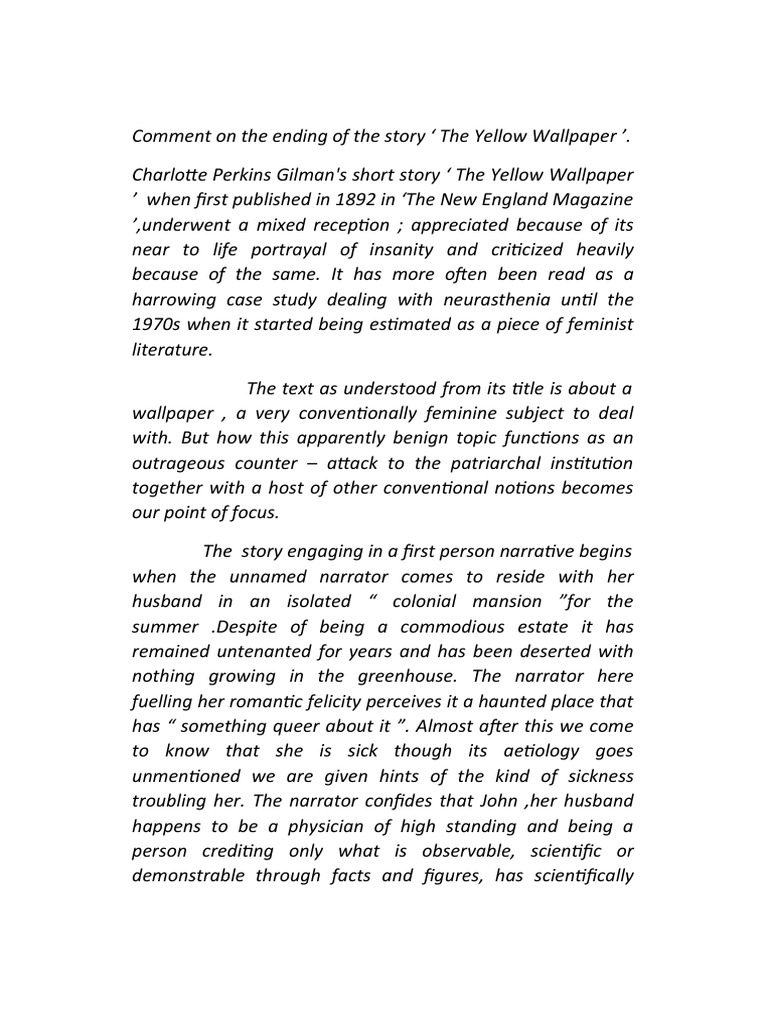 Yellow Wallpaper PDF The Yellow Wallpaper