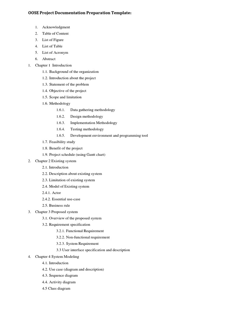 Oose Project Documentation Preparation Template Pdf Use Case System