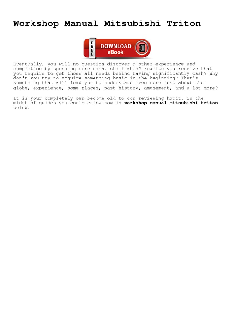 2017 MITSUBISHI TRITON WORKSHOP MANUAL PDF FREE DOWNLOAD intelligence overview