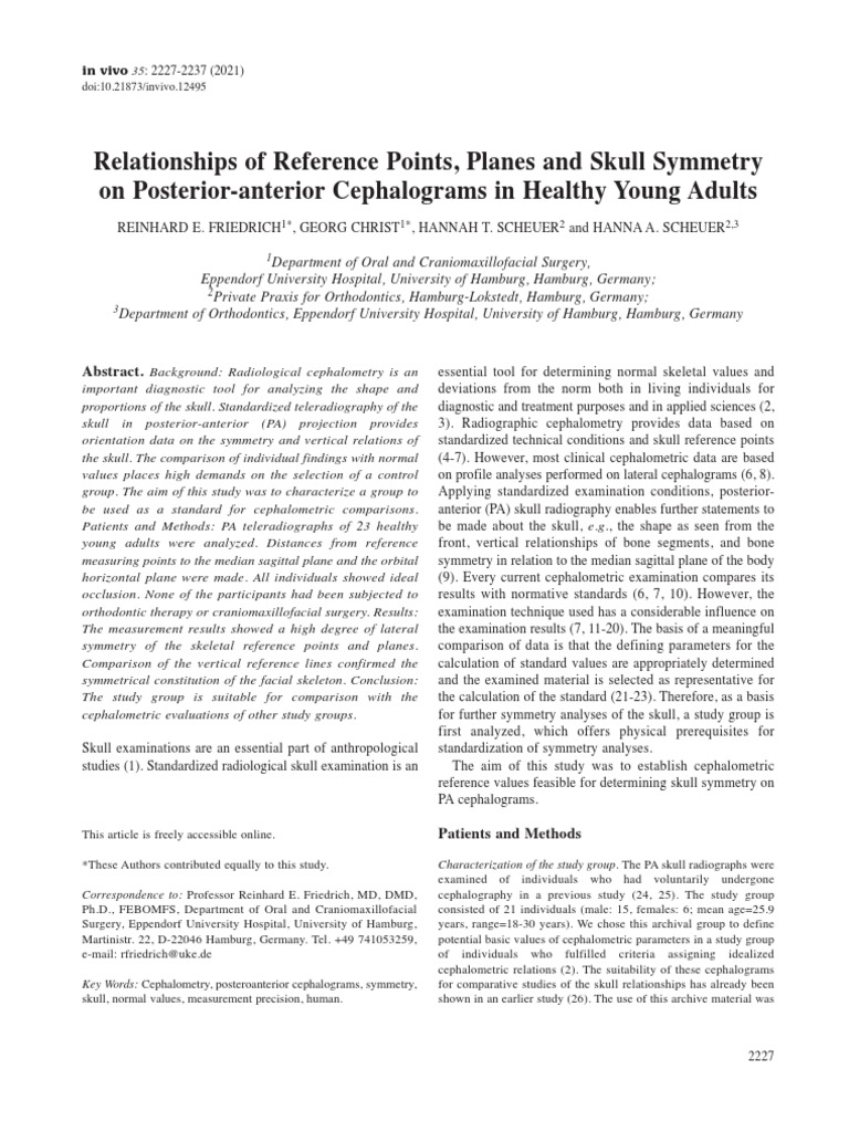 Frontal Ceph Anatomy | PDF | Radiography | Symmetry