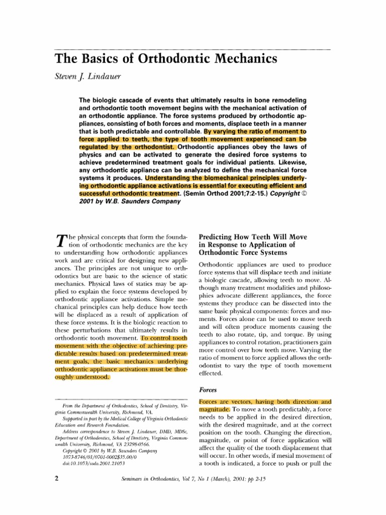 Basic of Orthodontic Mechanics | PDF | Orthodontics | Force