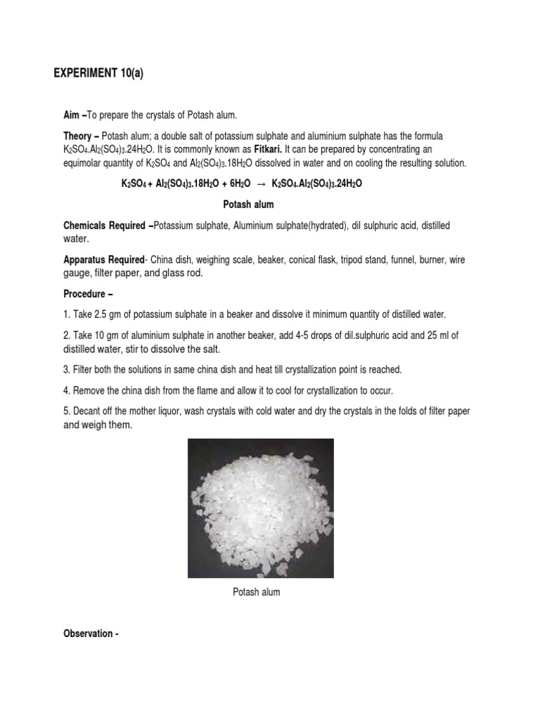 Exp 10 a potash alum crystal pdf