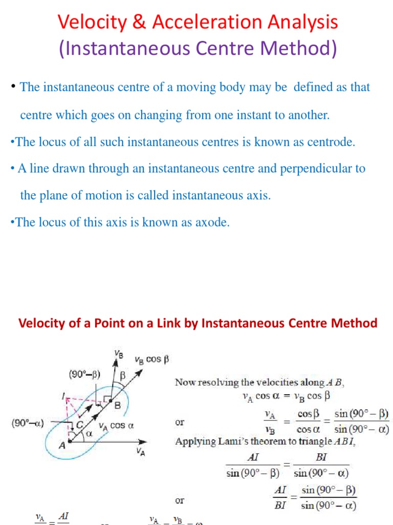 Instantaneous Center Method PDF Rotation Around A Fixed Axis