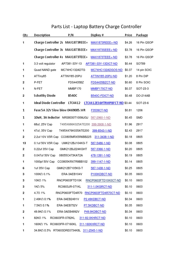 Battery Charger Parts List PDF Electrical Engineering Electricity