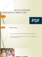 Organization of Teacher Ed Curiculum