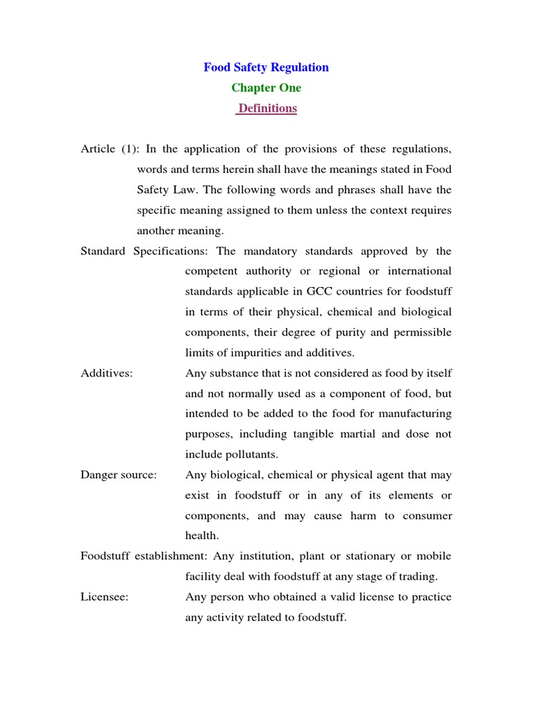 Food Safety Regulation PDF Foods Food Safety