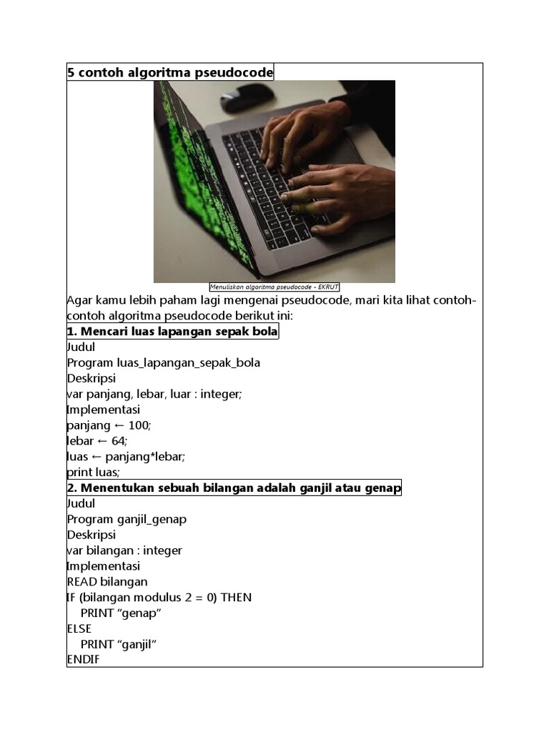 5 Contoh Algoritma Pseudocode | PDF