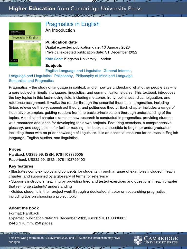 Pragmatics in English-2 | PDF | Linguistics | Understanding