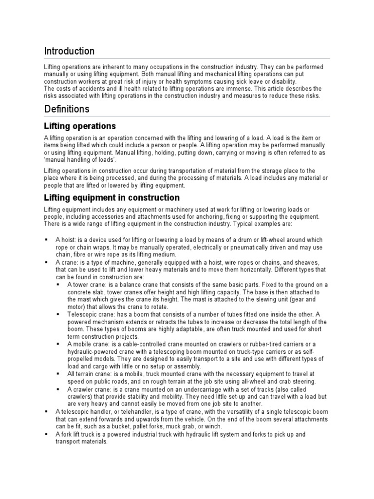 Risk Assessment - Lifting and Loading | PDF | Crane (Machine) | Risk