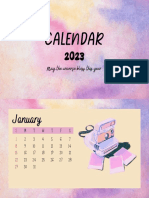 Pink Purple Black Yellow Hologram Simple Minimalist Elegant Calendar 2023 Calendar