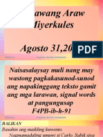 Ikalawang Araw Miyerkules Agosto 31,2022: Prepared By: EDITHA T.HONRADEZ