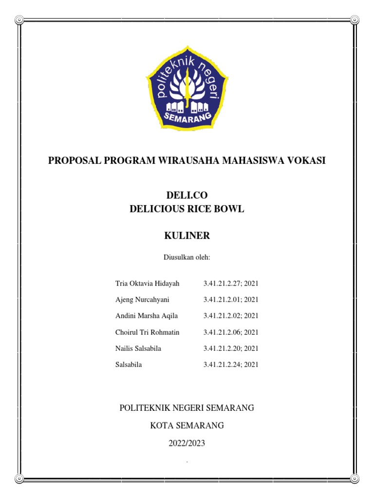 Proposal Usaha Deli.Co Kuliner Mahasiswa | PDF | Bisnis