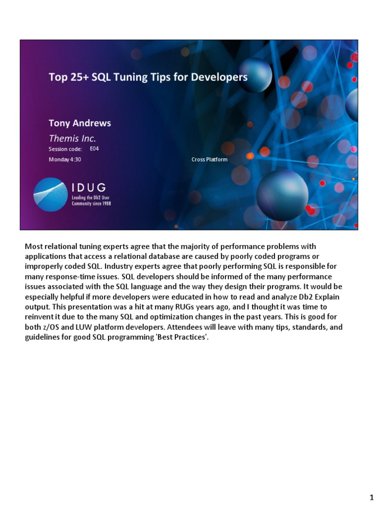 Top 20 SQL Tuning Tips for Developers | PDF