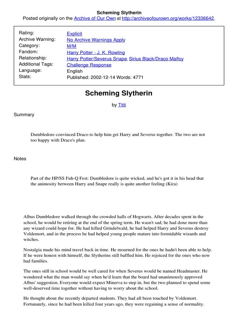 Scheming Slytherin Pdf J K Rowling Fictional Universes
