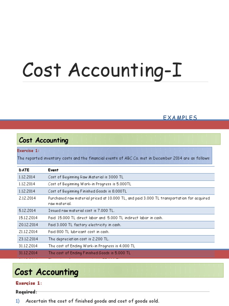 Cost Accounting Exercises and Solutions | PDF | Cost Of Goods Sold ...