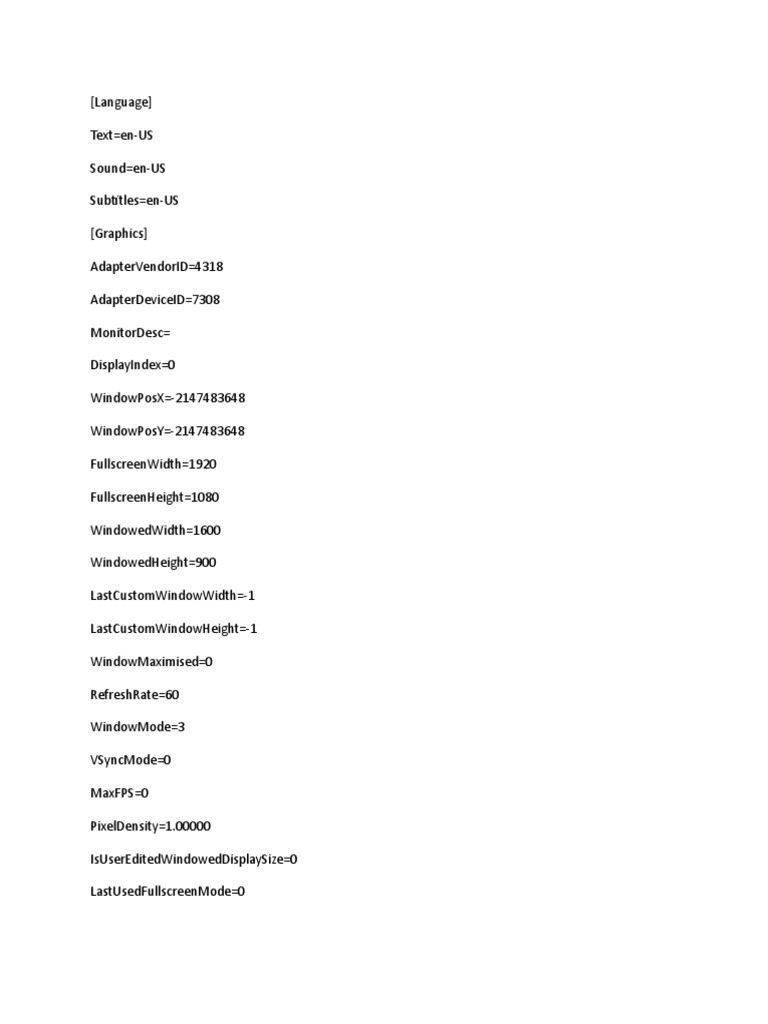 Game Graphics and Input Settings Config | PDF