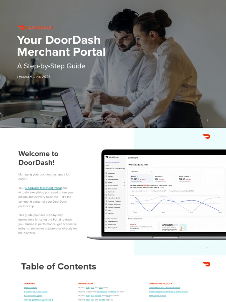 DoorDash Merchant Portal StepByStep Guide PDF Menu Menu
