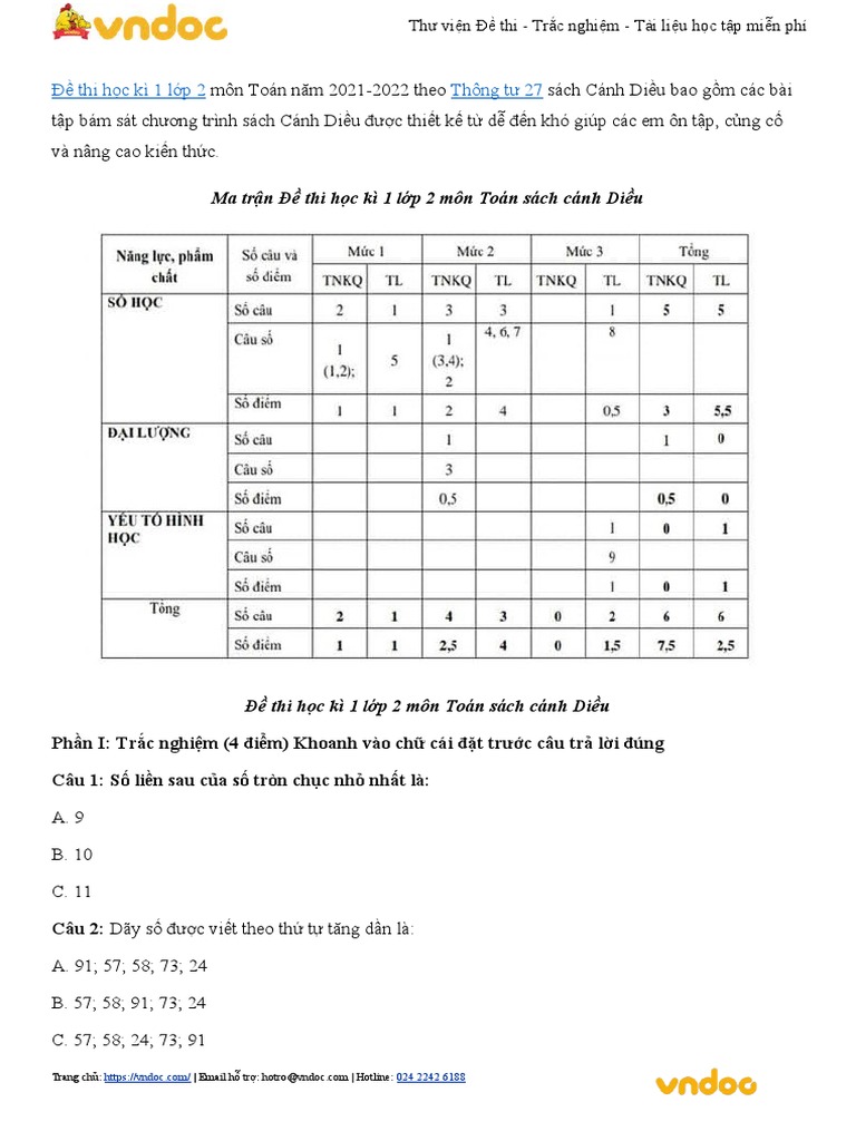 De thi hoc ki 1 lop 2 mon toan canh dieu de 1 pdf