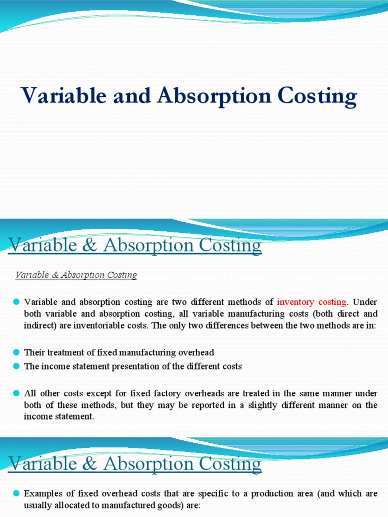 Variable and absorption costing pdf cost of goods sold inventory